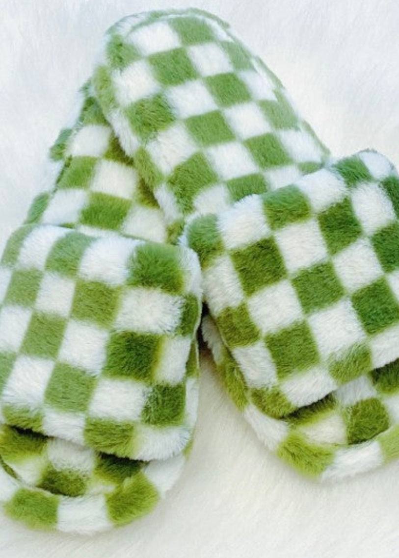 Luxe Lounge Checker Cozy Slippers Poet Street Boutique