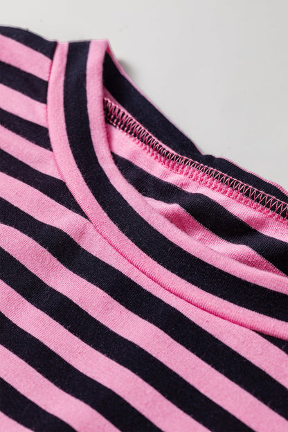 Cotton Stripe Long Sleeve Top and Drawstring Pants Set