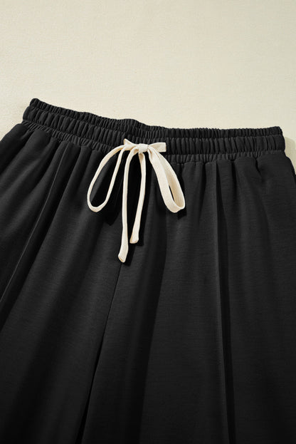 Black Cargo Pocket Drawstring High Waist Pants