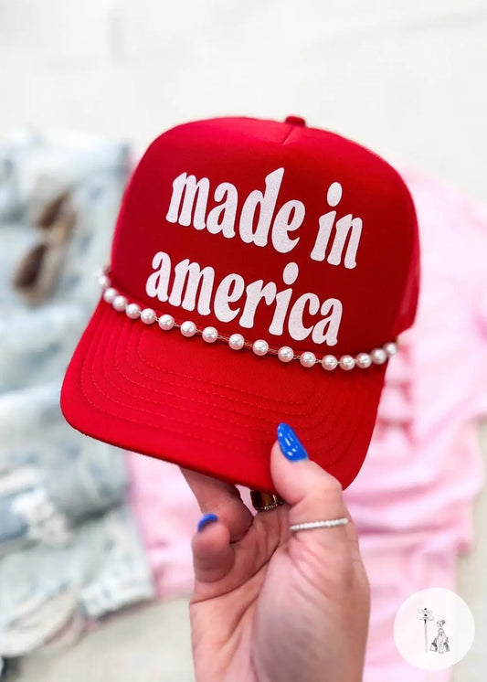 Made In America Puff Print Trucker  Har Poet Street Boutique