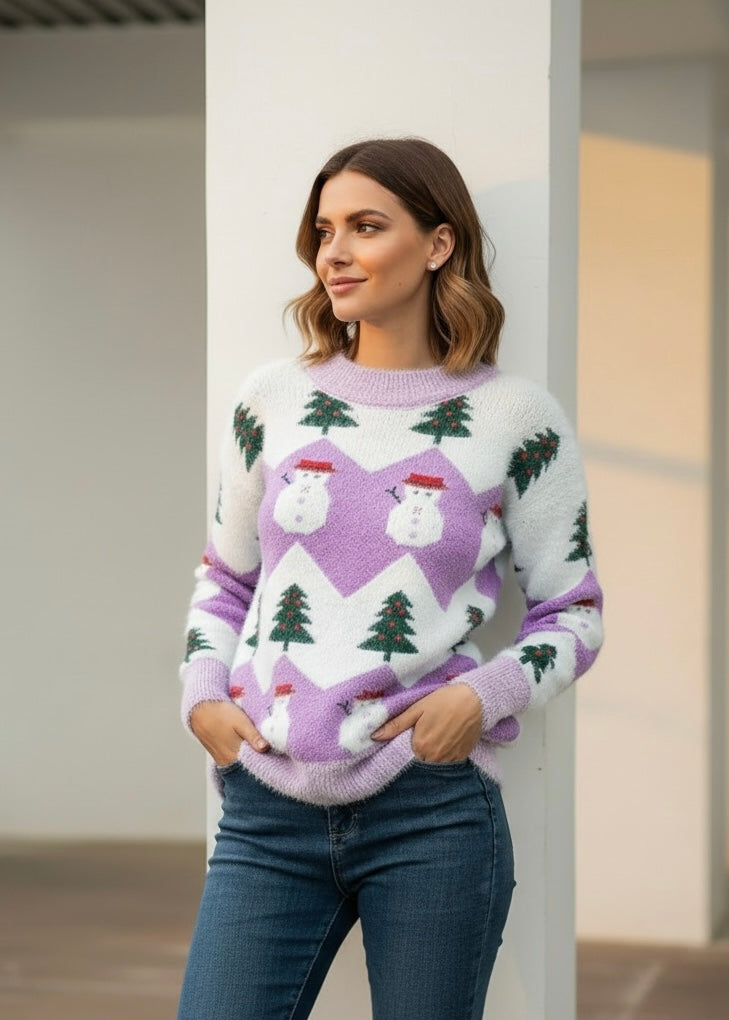 Christmas Snowman Dropped Shoulder Sweater