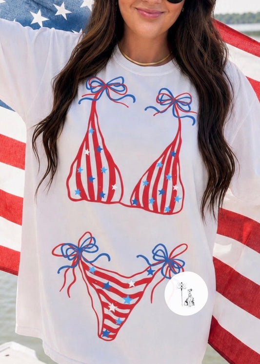 Red White & Blue Bikini Tee