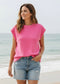 Lightweight Beach Day  Short Sleeve Side Slit Sweater Tee Poet Street Boutique