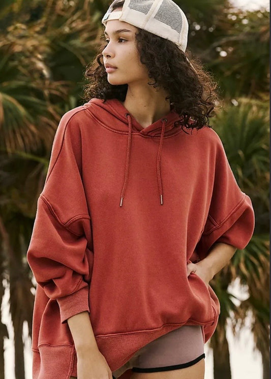 Rust Dropped Shoulder Hoodie