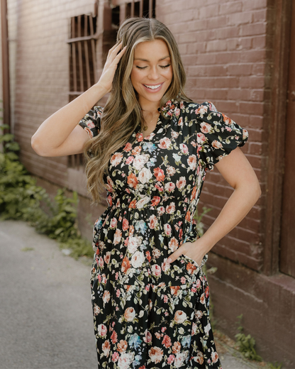 Calla Black Floral Maxi Dress