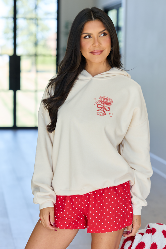 Have Yourself A Merry Little Cocktail Cream Graphic Hoodie