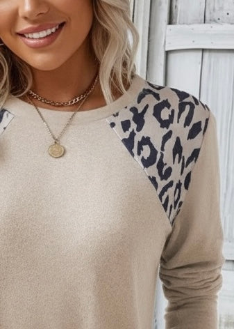 Leopard Patchwork Long Sleeve Top