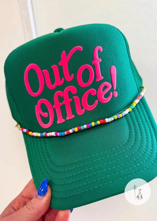 Out of the Office Green Trucker Hat Poet Street Boutique