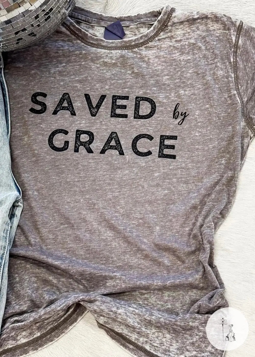 Saved By Grace Burnout Graphic Tee - Poet Street Boutique