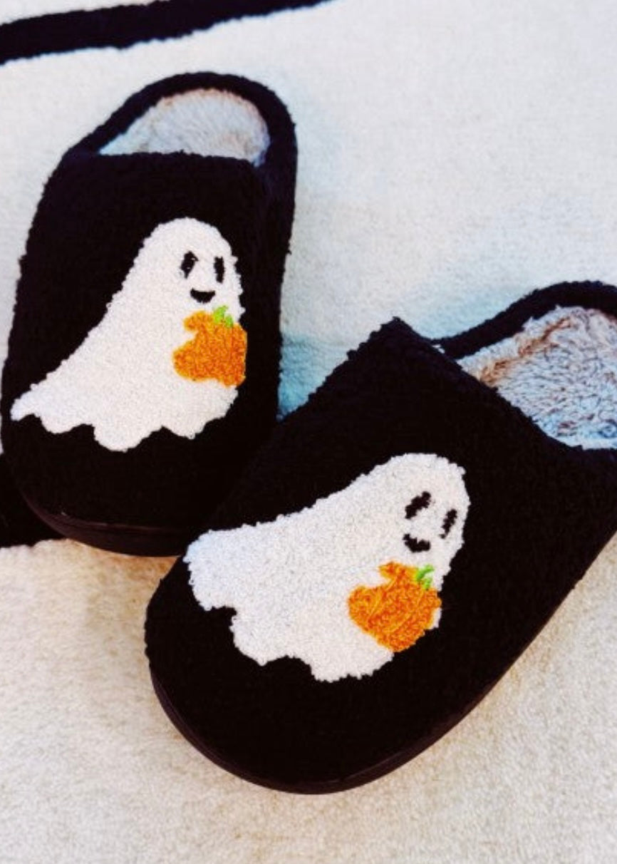 Spooky Ghost Cozy Slippers Ellison and Young