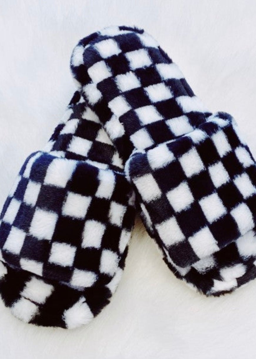 Luxe Lounge Checker Cozy Slippers Poet Street Boutique