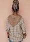 Checkered Print Hooded Patchwork Loose Fit Shacket SHEWIN INC.