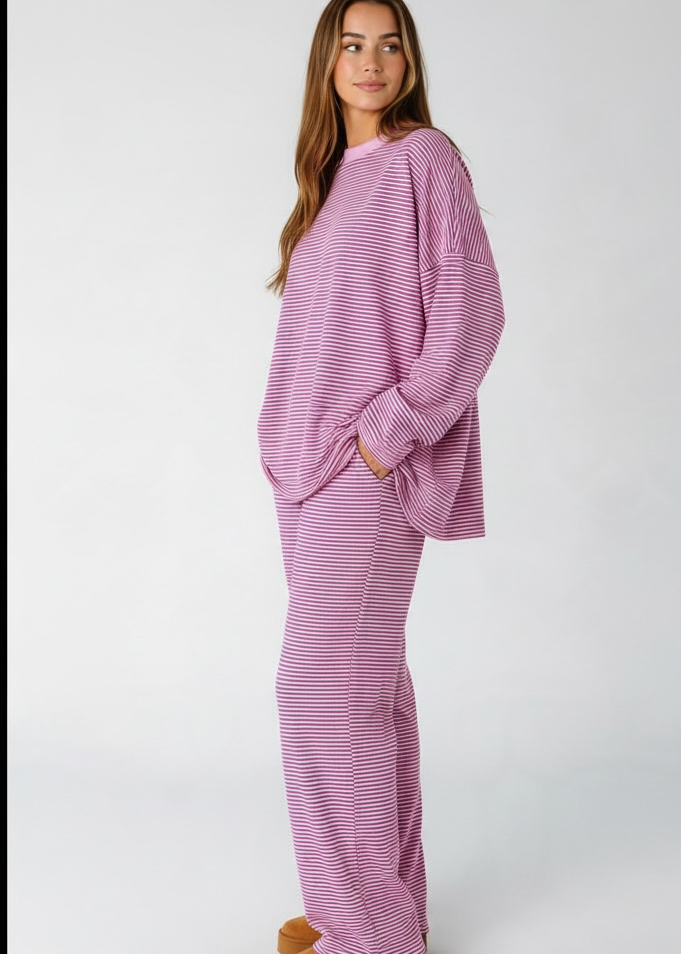 Striped Long Sleeve Top and Pants Set