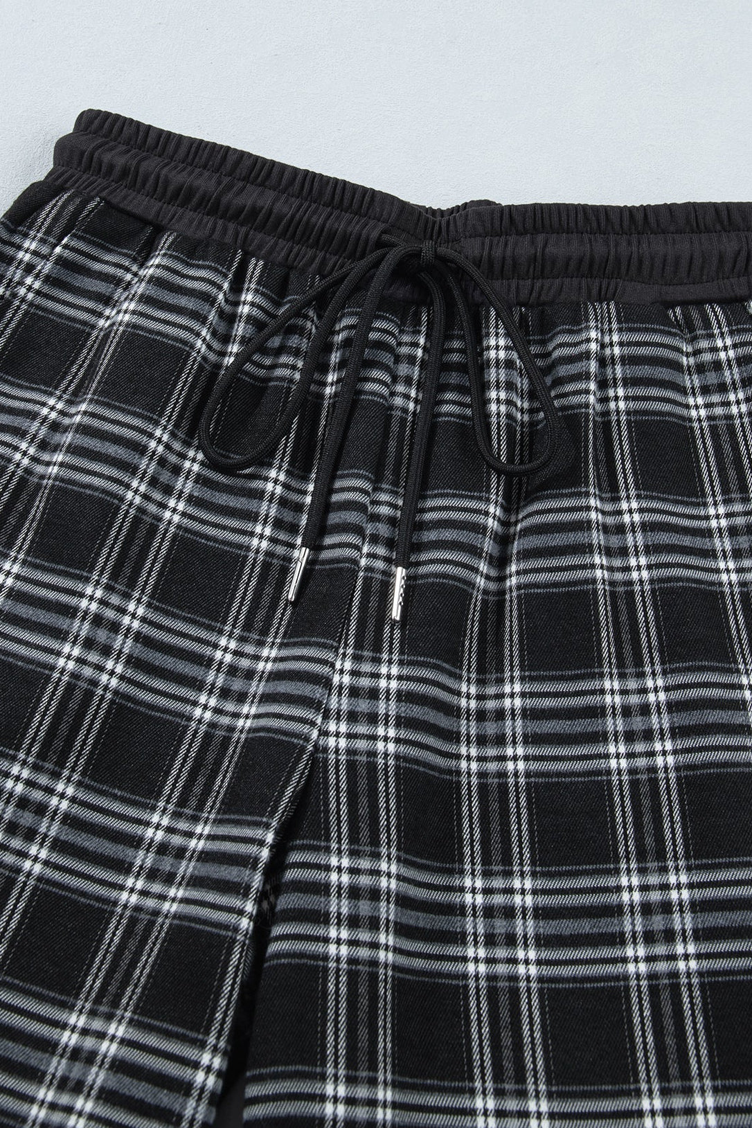 Plaid Frenchy Waist Wide Leg Pants