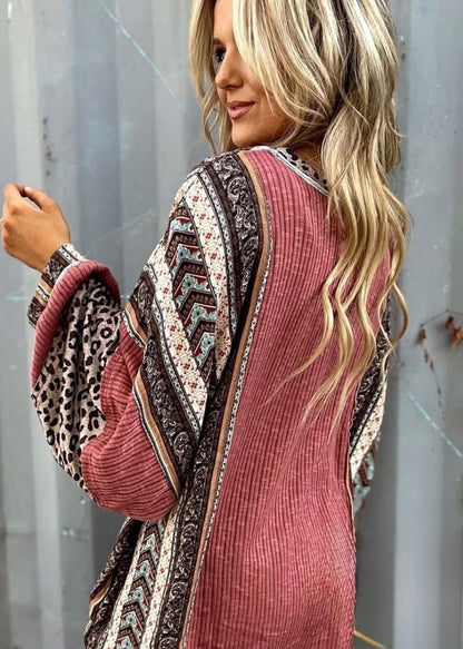 Leopard Geometric Long Sleeve Shirt