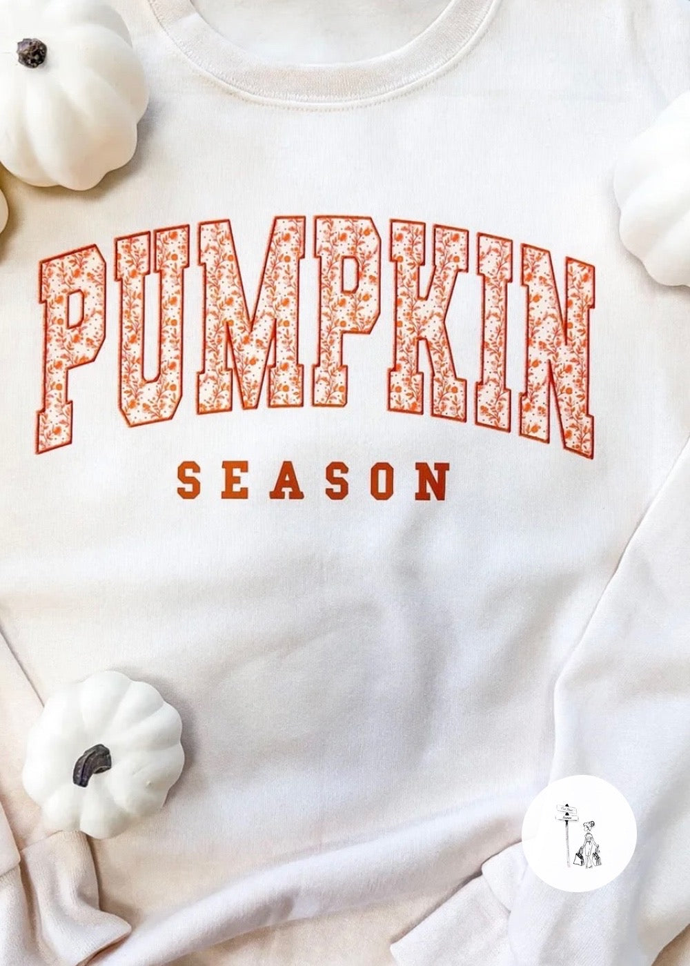 Pumpkin Season Floral Print Sweatshirt