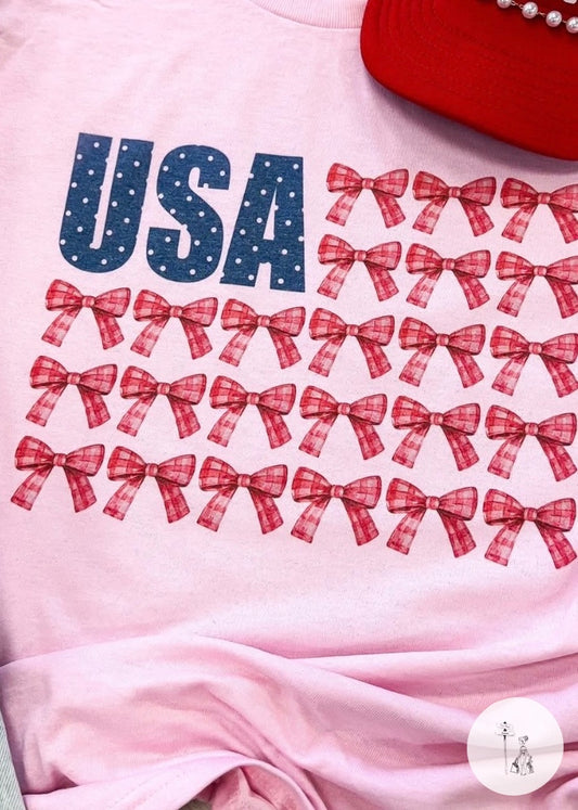 Beautiful Pink Graphic Tee With bows!!