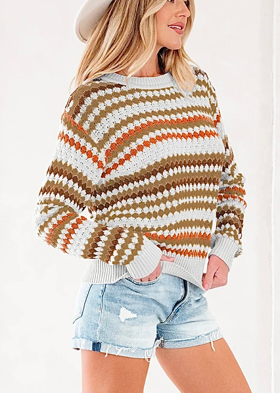 Striped Geometric Pattern Sweater