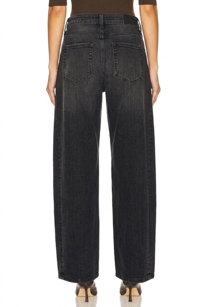 Artemis Vintage High Rise  Relaxed Black Barrel Jeans