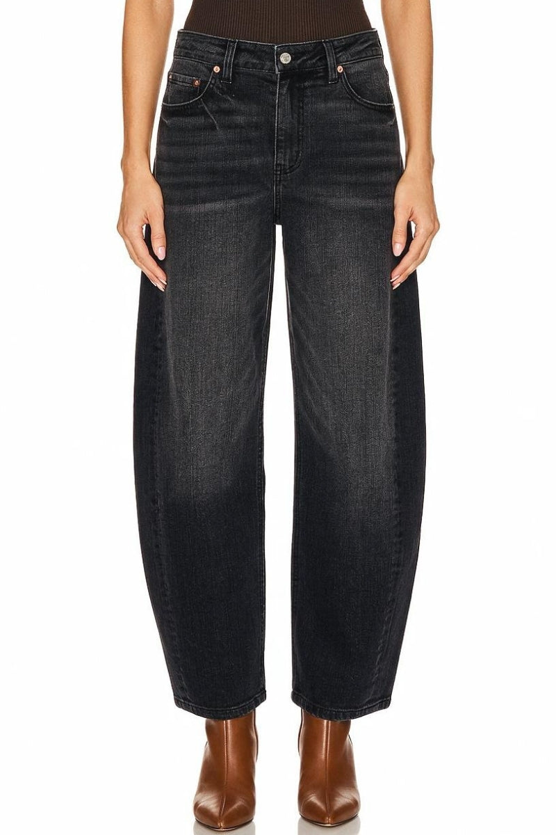 Artemis Vintage High Rise  Relaxed Black Barrel Jeans