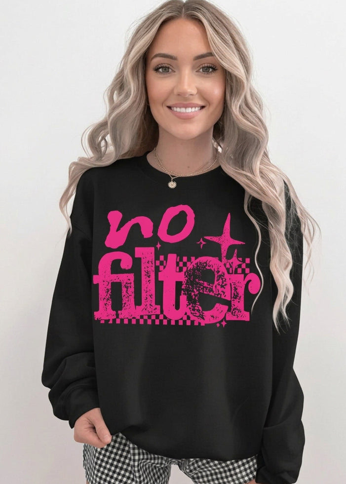 Retro Hot Pink No Filter Graphic Sweatshirt