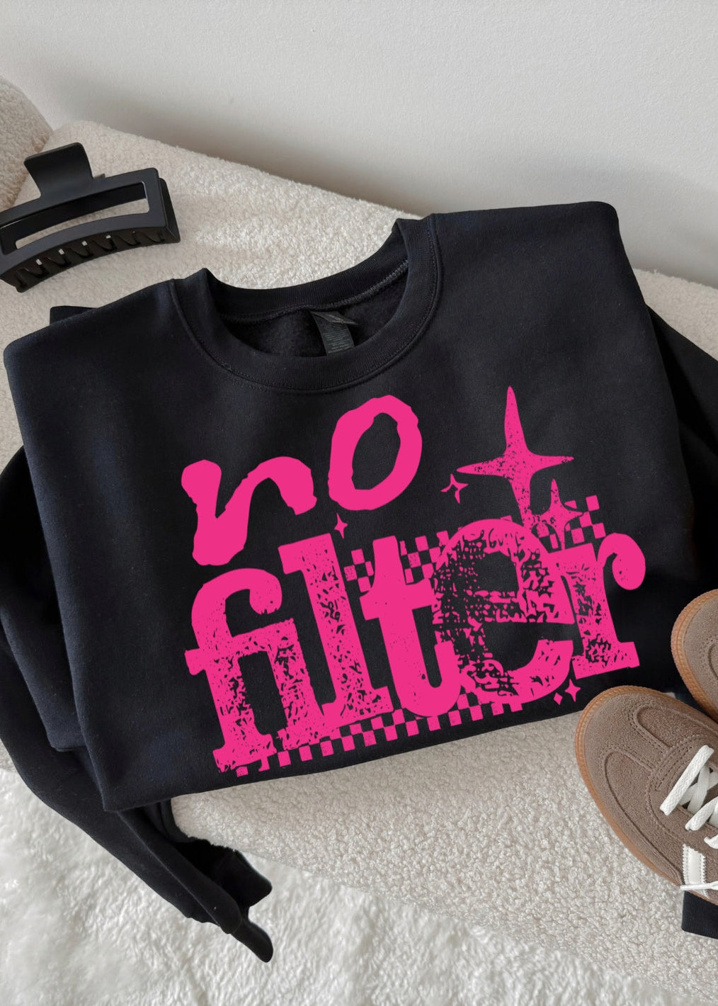 Retro Hot Pink No Filter Graphic Sweatshirt