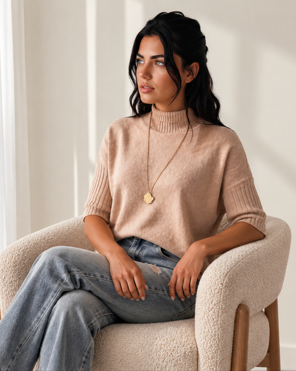 Raya High Neck Short Sleeve Sweater