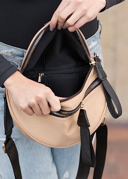 Gia Double Zip Nylon Crescent Sling