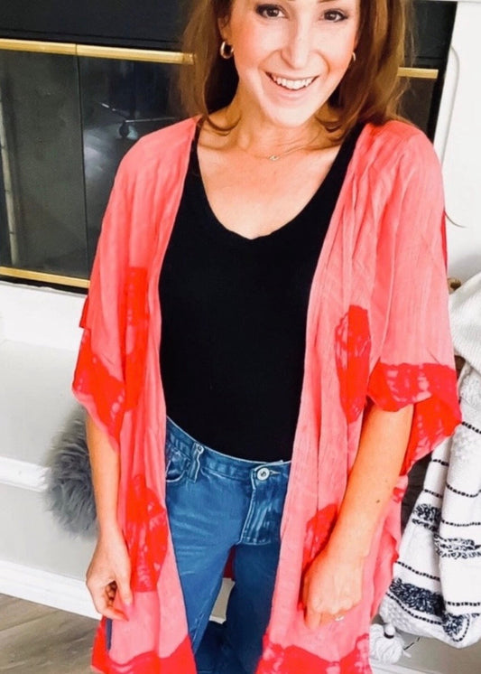 Coral Kimono Cover Up Poet Street Boutique