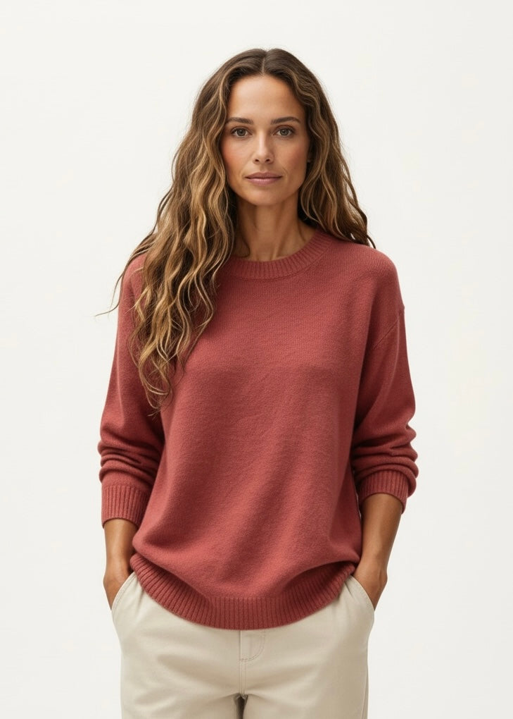 Round Neck Dropped Shoulder Sweater