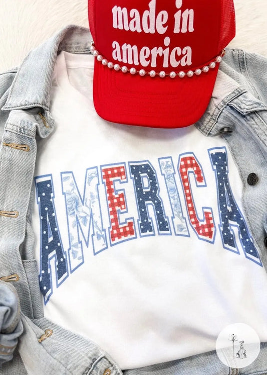 America Print Graphic Tee Poet Street Boutique