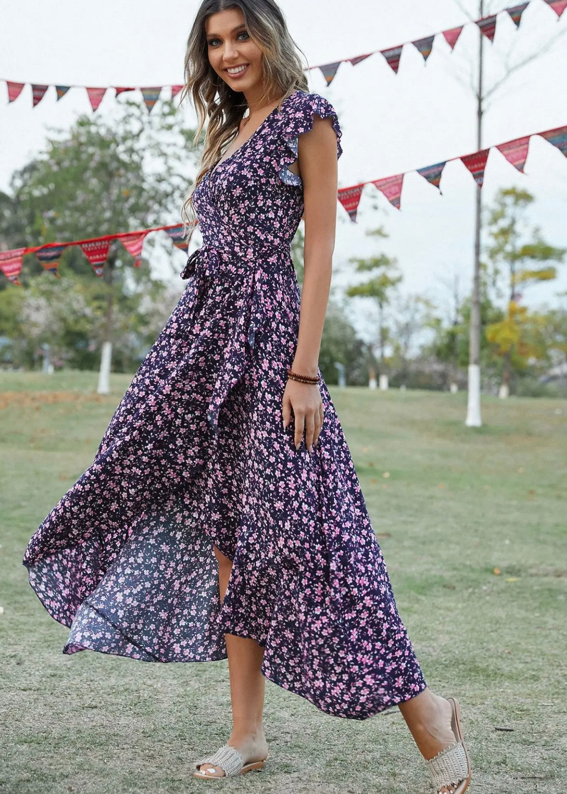 Miss Sparkling Floral Wrap Maxi Dress Miss Sparkling