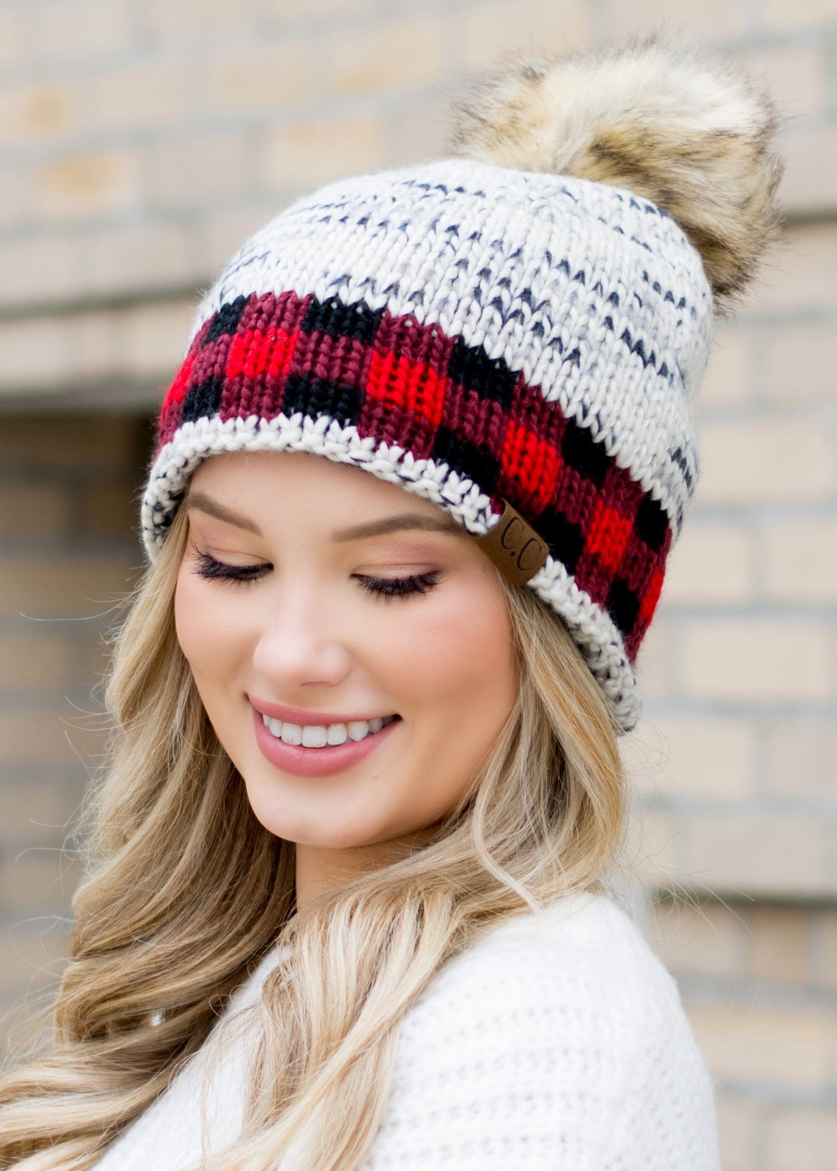 C.C® Buffalo Knit Pom Beanie