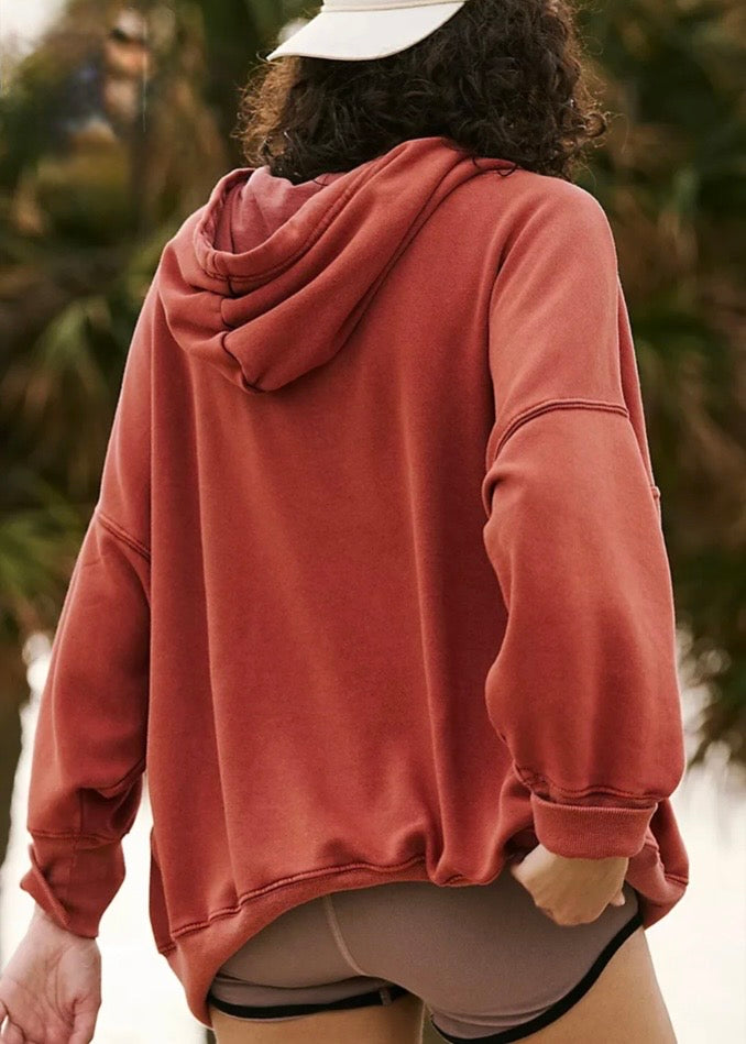 Rust Dropped Shoulder Hoodie