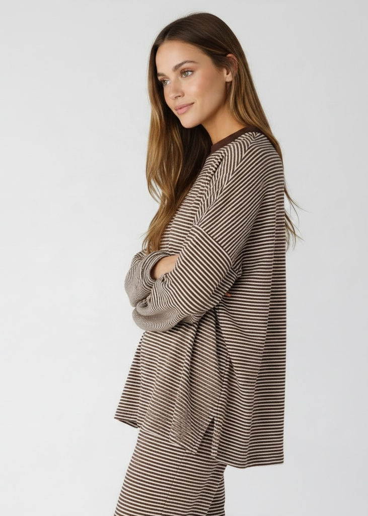Striped Long Sleeve Top and Pants Set