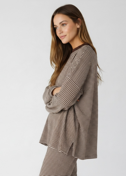 Striped Long Sleeve Top and Pants Set