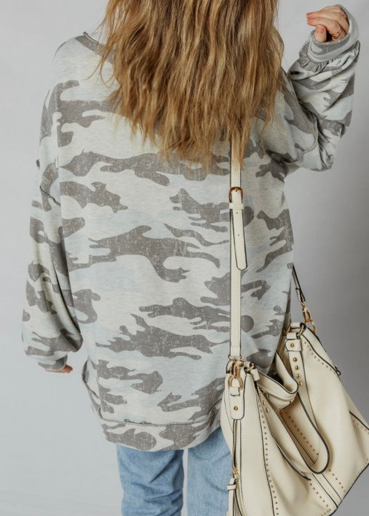 Retro Camouflage Exposed Seam Sweatshirt Poet Street Boutique