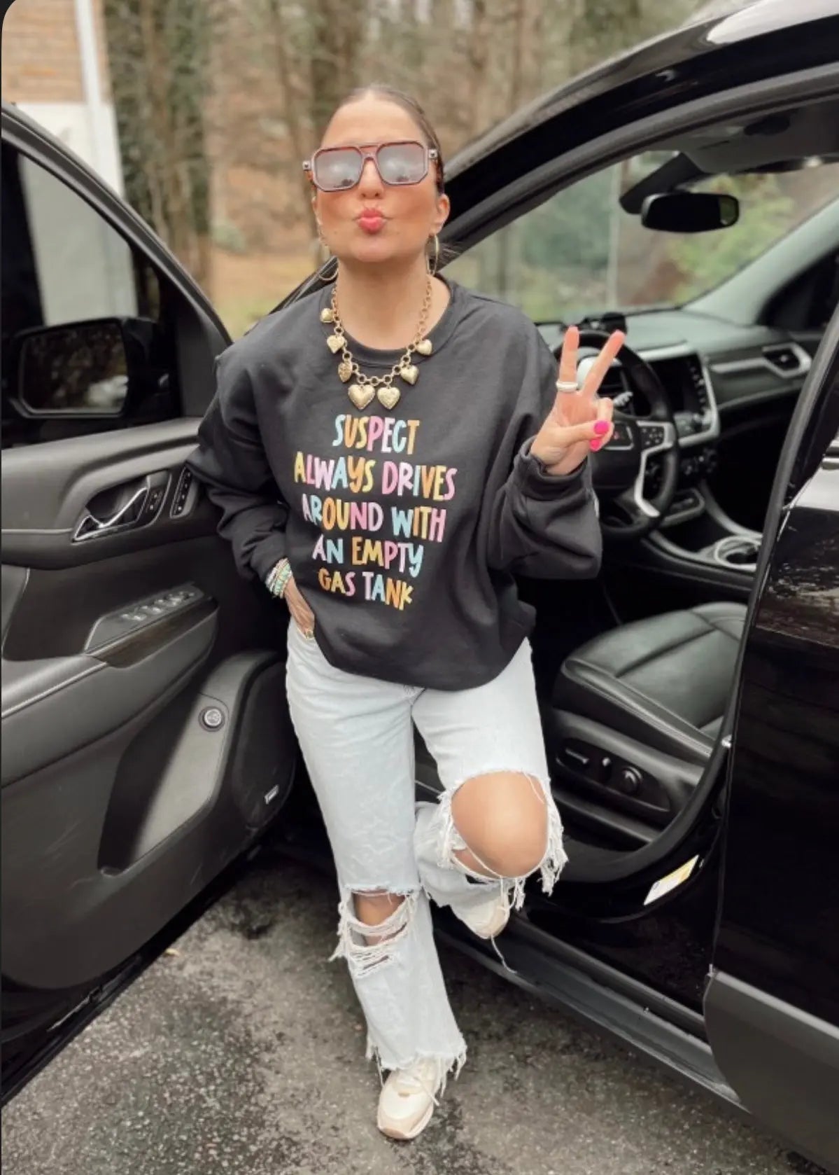 Drives Around With An Empty Gas Tank Sweatshirt Poet Street Boutique