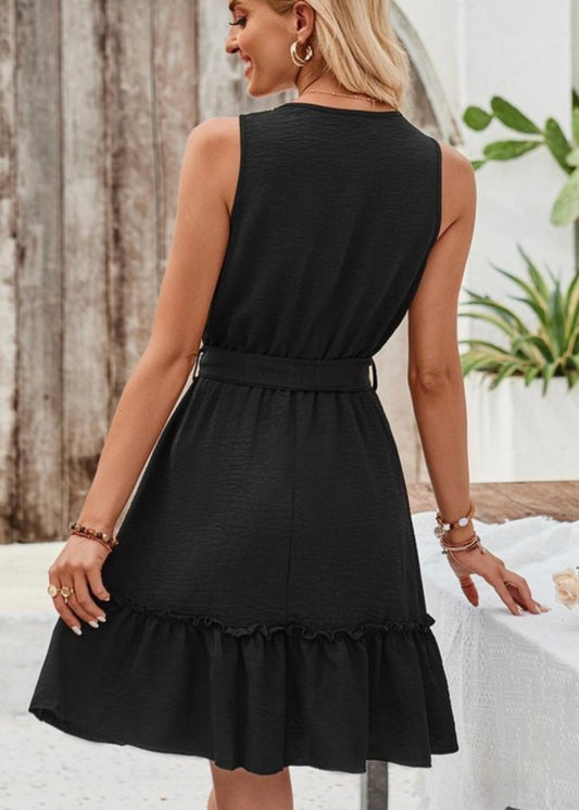 V-neck ruffled hem dress Miss Sparkling