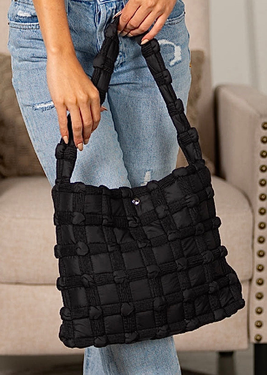Maya Basket Weave Puffer Tote