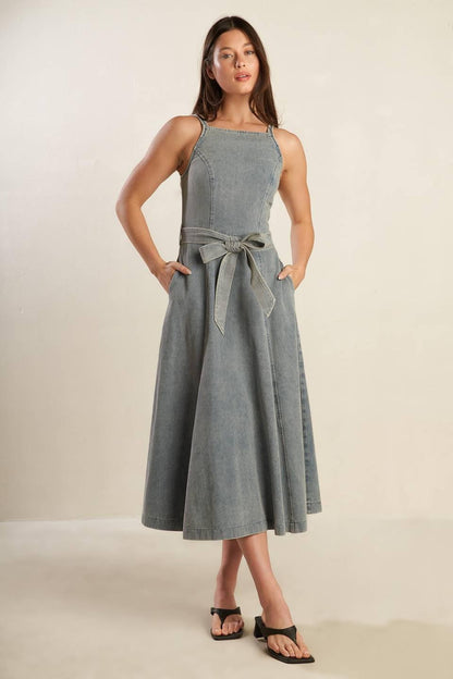 Flying Tomato A Day At The Vineyard Denim Dress