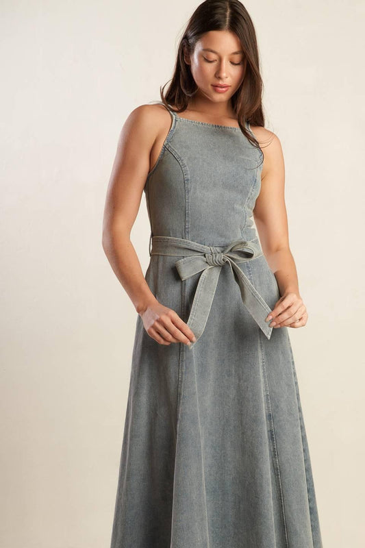 Flying Tomato A Day At The Vineyard Denim Dress