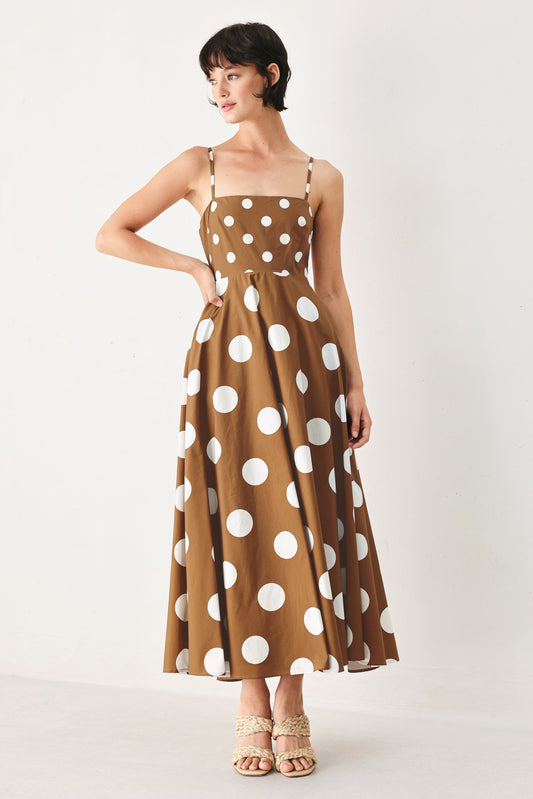Cotton Dolce Vita Polka Dot Woven Midi Dress