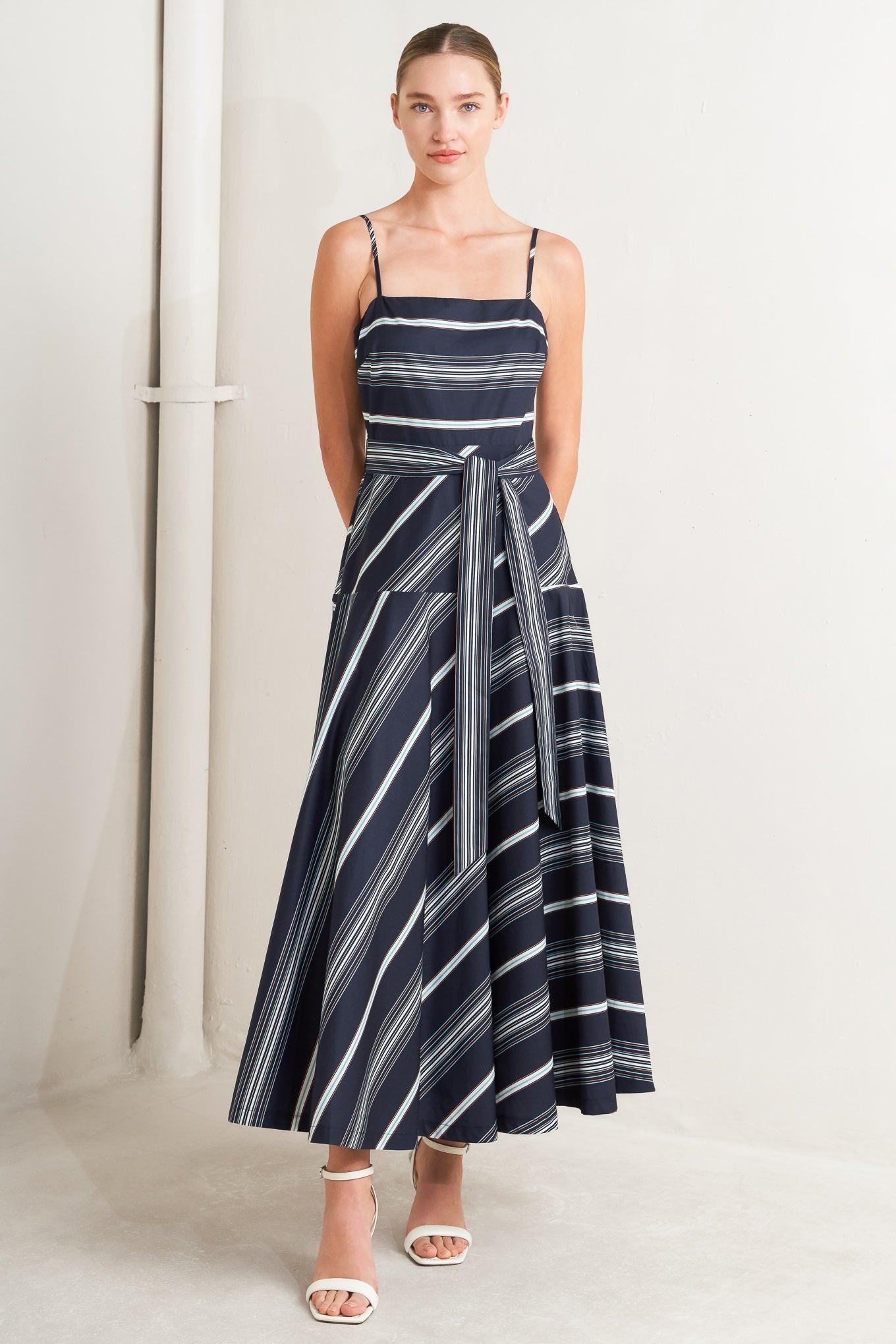 Cotton Sweet Escape Stripe Woven Midi Dress
