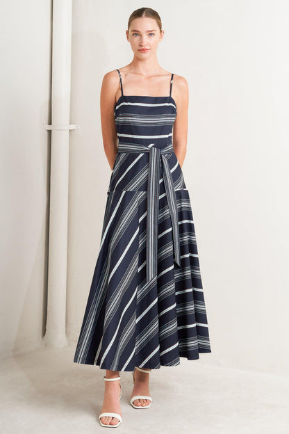 Cotton Sweet Escape Stripe Woven Midi Dress