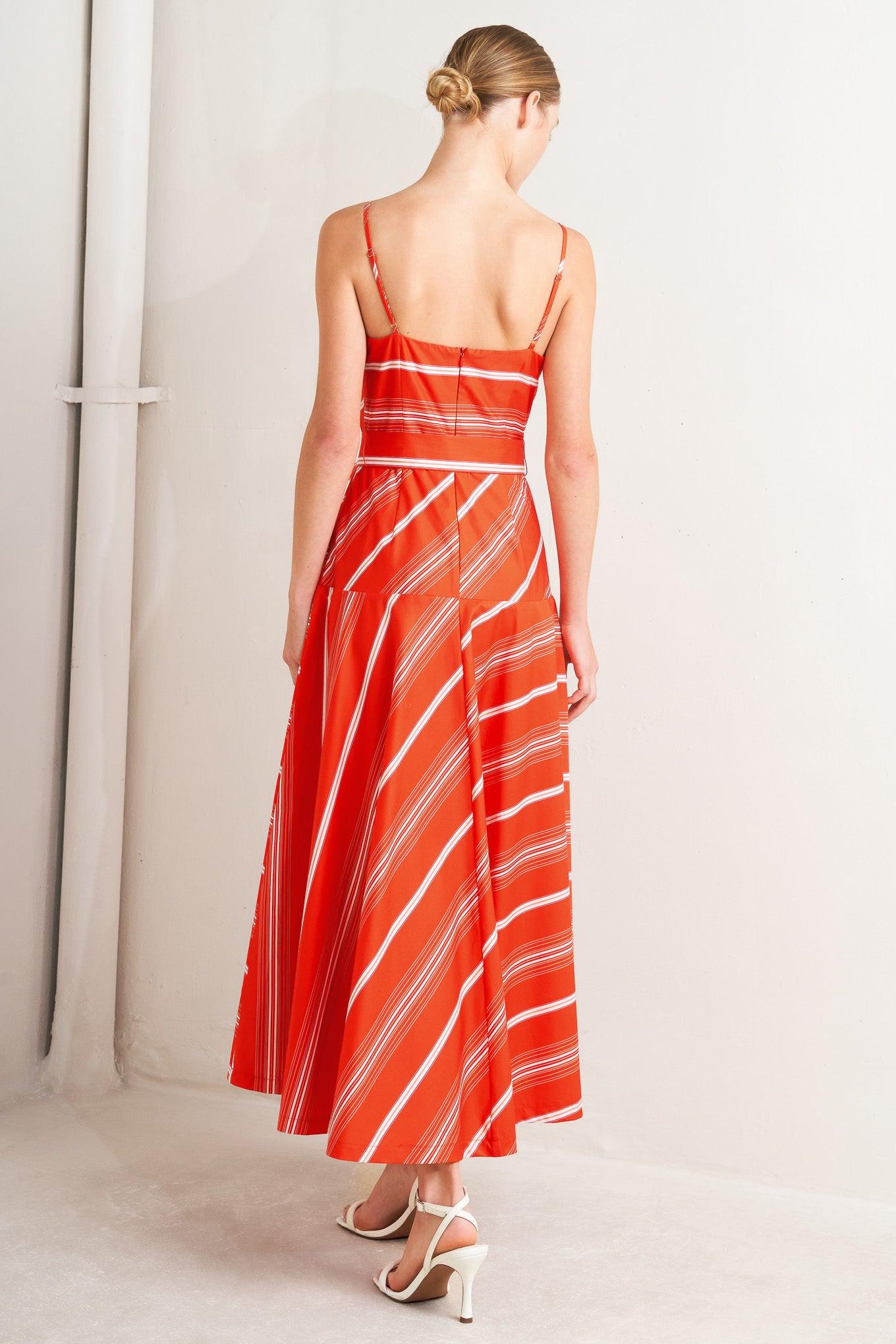 Cotton Sweet Escape Stripe Woven Midi Dress