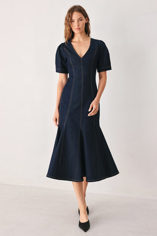 Flying Tomato After Dark Denim Midi Dress