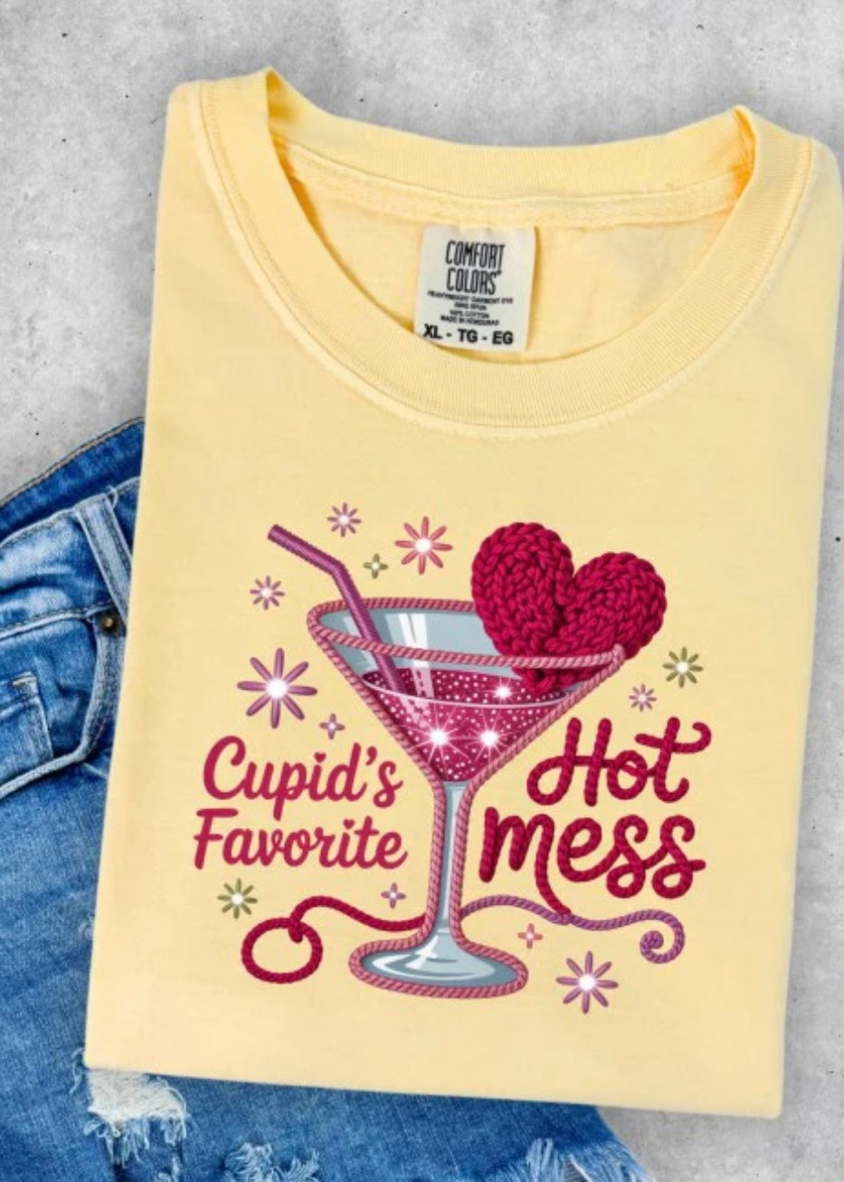 Cupid's Hot Mess Comfort Color Tee Poet Street Boutique