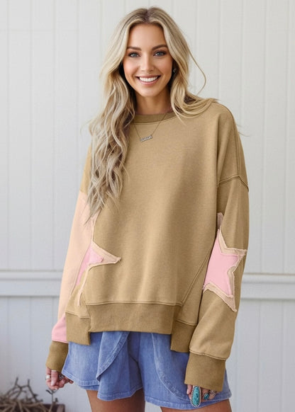 Star Patch Crew Neck Sweatshirt
