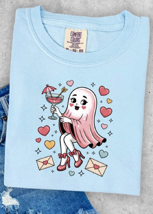 Cute Ghost Valentine Day Comfort Color Tee Poet Street Boutique